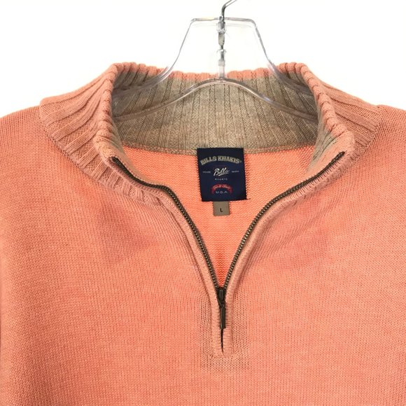 NWOT Mens Size Large or XXL Bills Khakis Orange Quarter Zip Pullover Sweater NEW - Picture 2 of 3